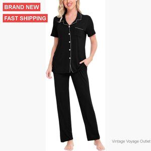 Modal Pajama Set with Button-Down Top and Long Pants